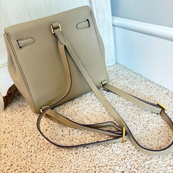 Taupe Leather Belt Buckle Kate Backpack - Picture 6 of 7
